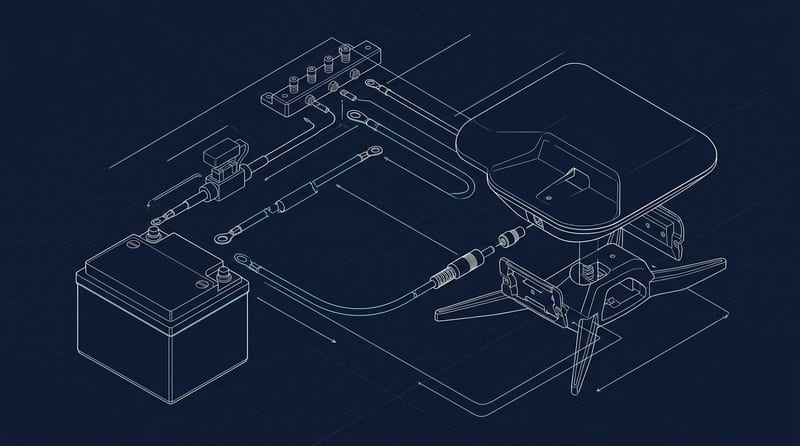 Direct 12V DC auxiliary power wiring schematic for Starlink Mini in an RV